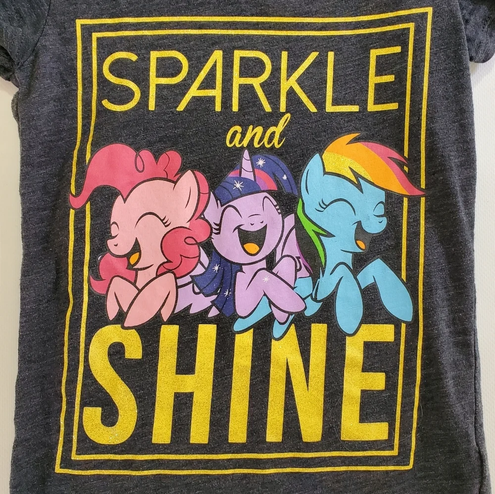K1384 * My Little Pony Girls Sparkle And Shine Graphic Tee Heather Blue Size S